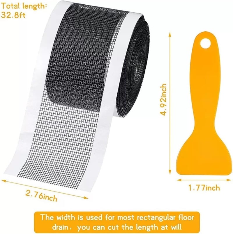 Haarfilter-Sticker für Dusche und Badewanne – 2er Set, 70 mm x 10 m.
