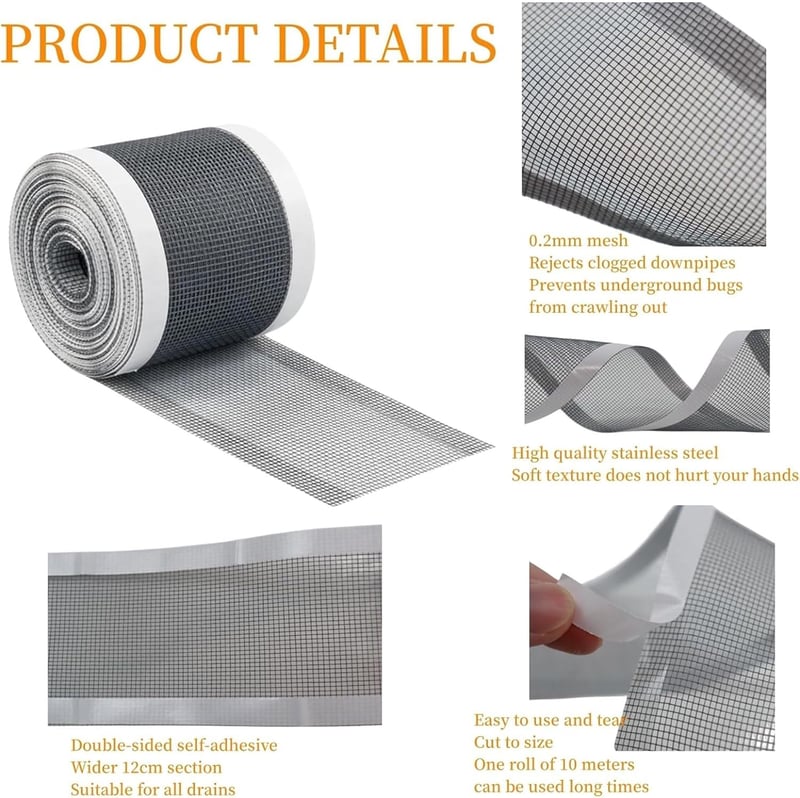 Haarfilter-Sticker für Dusche und Badewanne – 2er Set, 70 mm x 10 m.