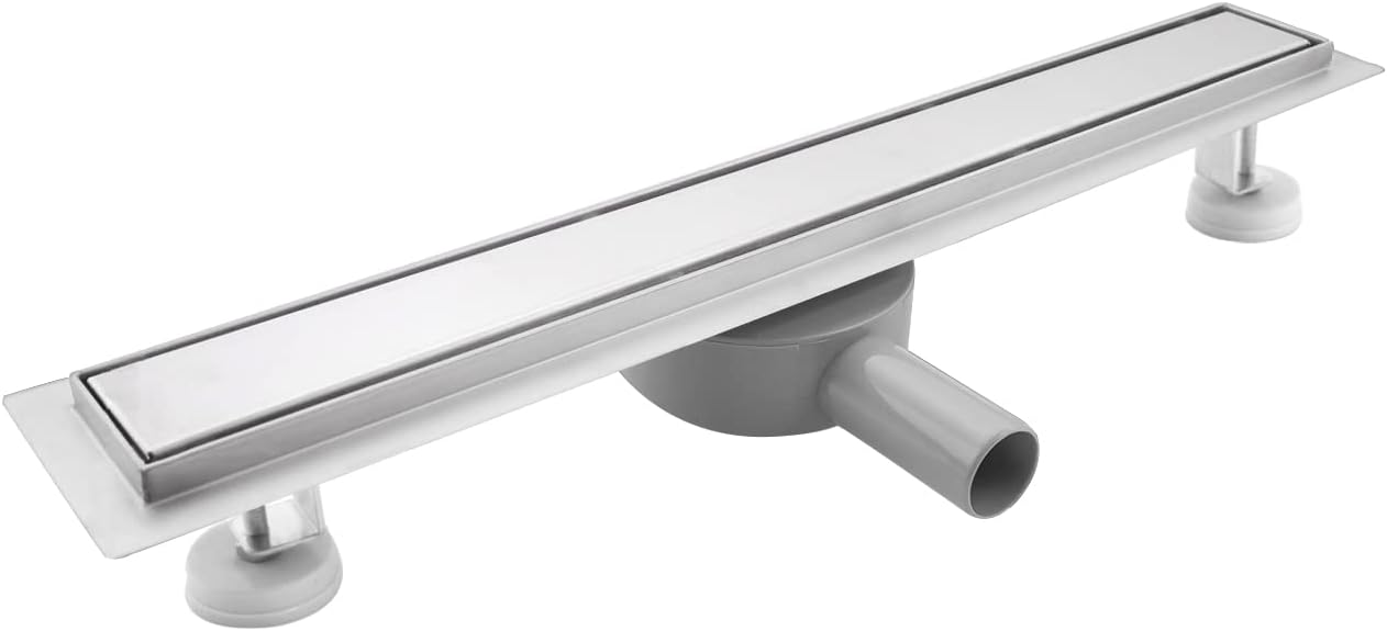 Befliesbare Duschrinne 100 cm aus Edelstahl mit 360° Siphon und Haarfilter