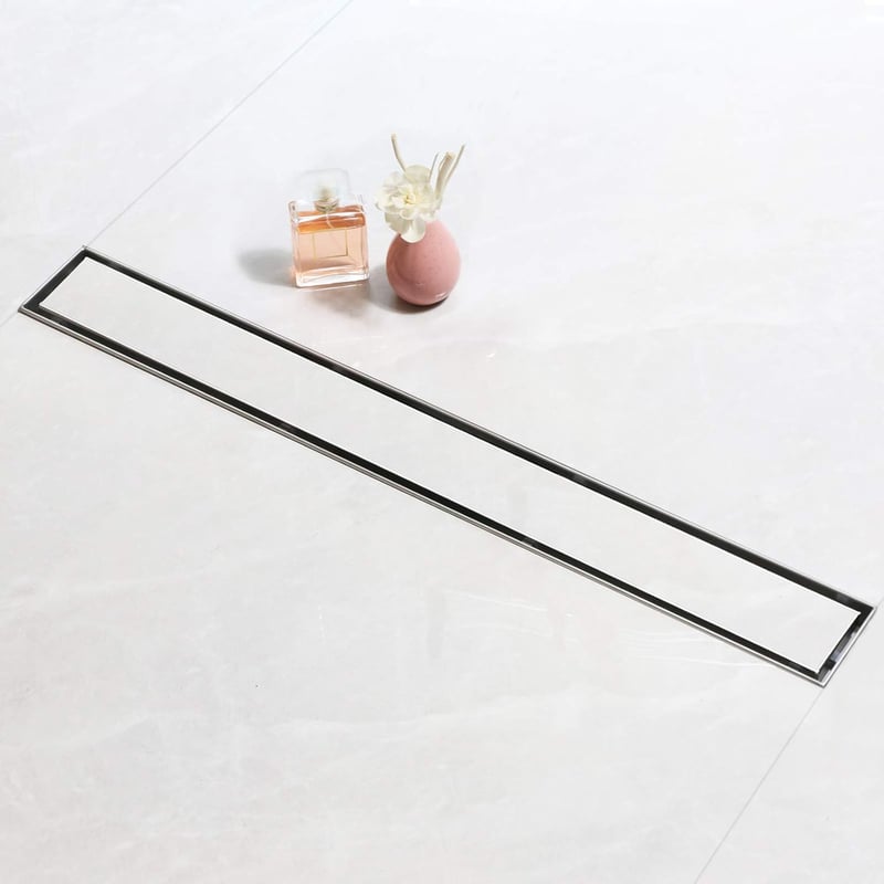 Befliesbare Duschrinne 100 cm aus Edelstahl mit 360° Siphon und Haarfilter