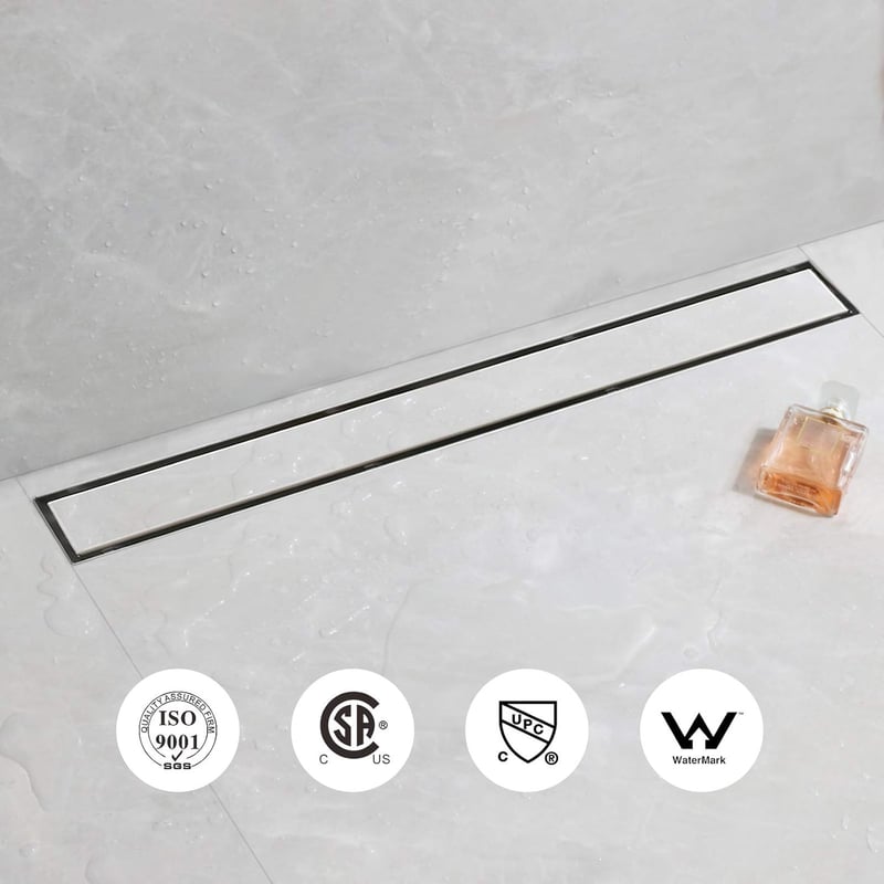Befliesbare Duschrinne 100 cm aus Edelstahl mit 360° Siphon und Haarfilter