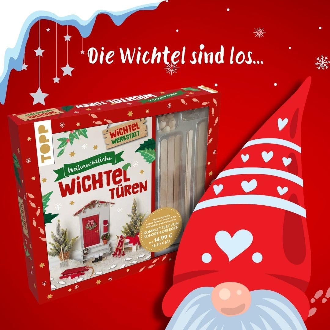 Weihnachts-Wichteltür-Bastelset mit Anleitungsbuch und Materialien