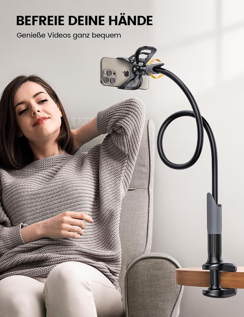Flexibler Schwanenhals-Handyhalter für Bett, passend für 4-7 Zoll Smartphones