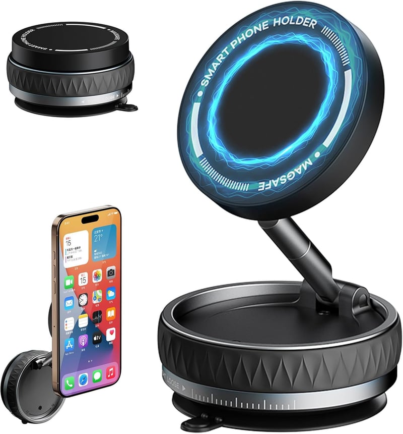 Faltbare 360° Freisprech-Magnethalterung für alle Smartphones, schwarz
