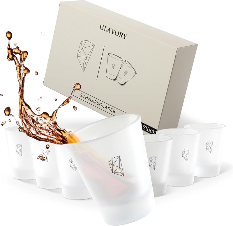 Weihnachtsgeschenk: 8er Set Milchglas Schnapsgläser, spülmaschinenfest