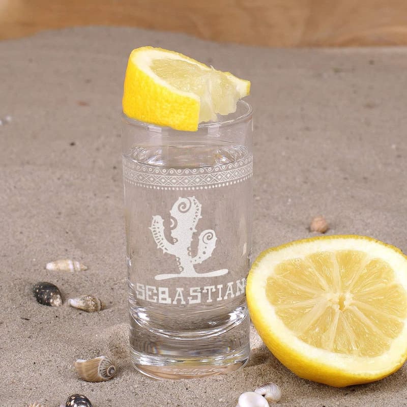 Personalisierbares Tequila-Glas mit mexikanischen Motiven