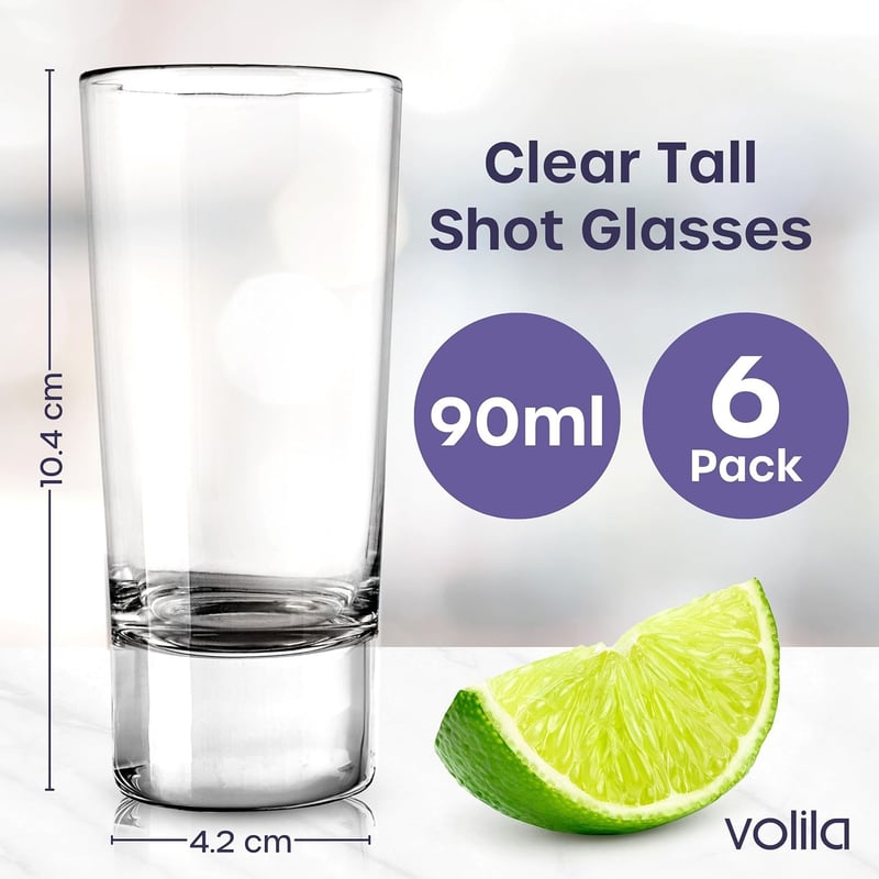 Schnapsgläser Set (6er-Pack) – 90ml Glas mit schwerem Boden für Tequila und Shots