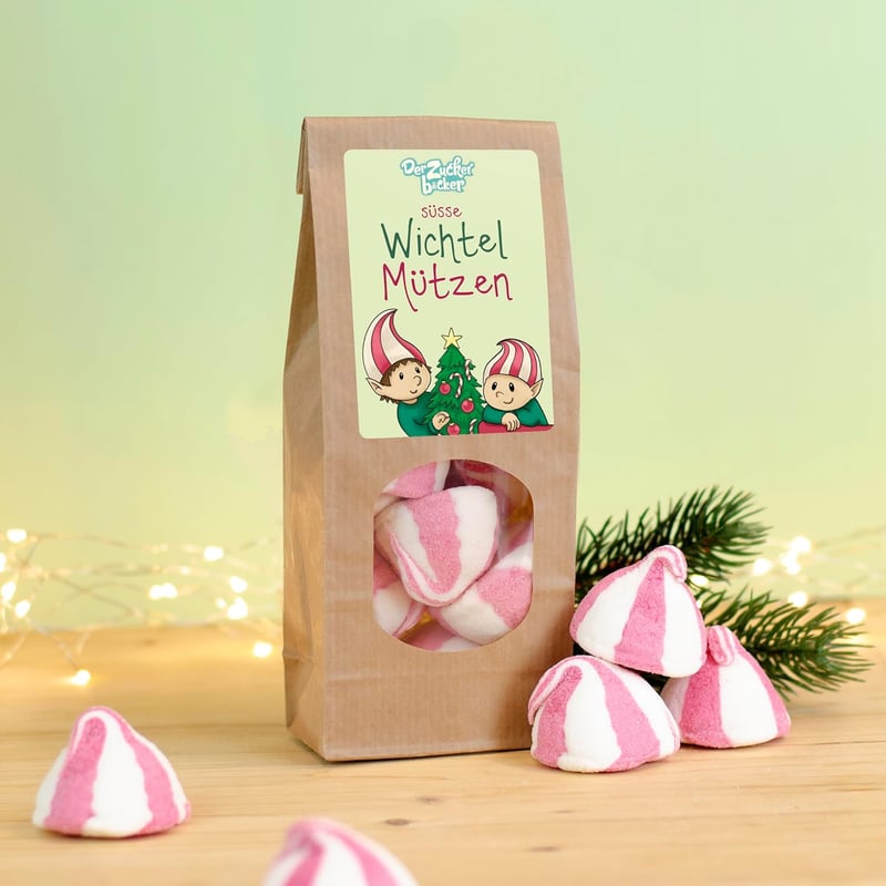 Wichtel-Mützen im Geschenksack für Weihnachten oder Nikolaus