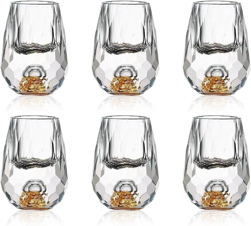 24 Karat Blattgold-Verzierte Schnapsgläser, 15 ml, bleifrei (6 Stück)