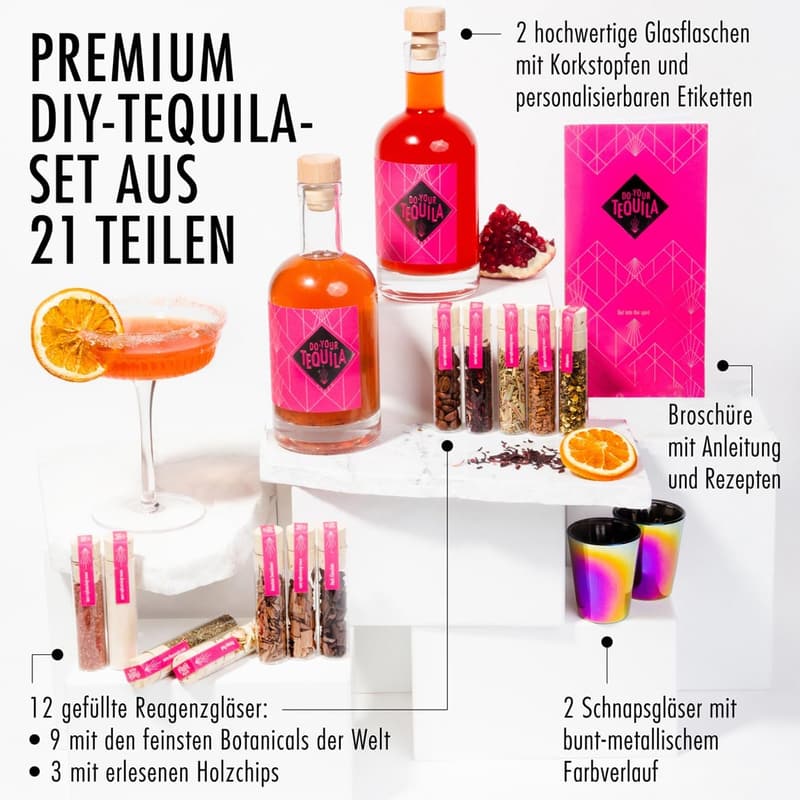 Tequila Infusionsset für DIY-Geschmackskreation | 12 Hölzer & Gewürze
