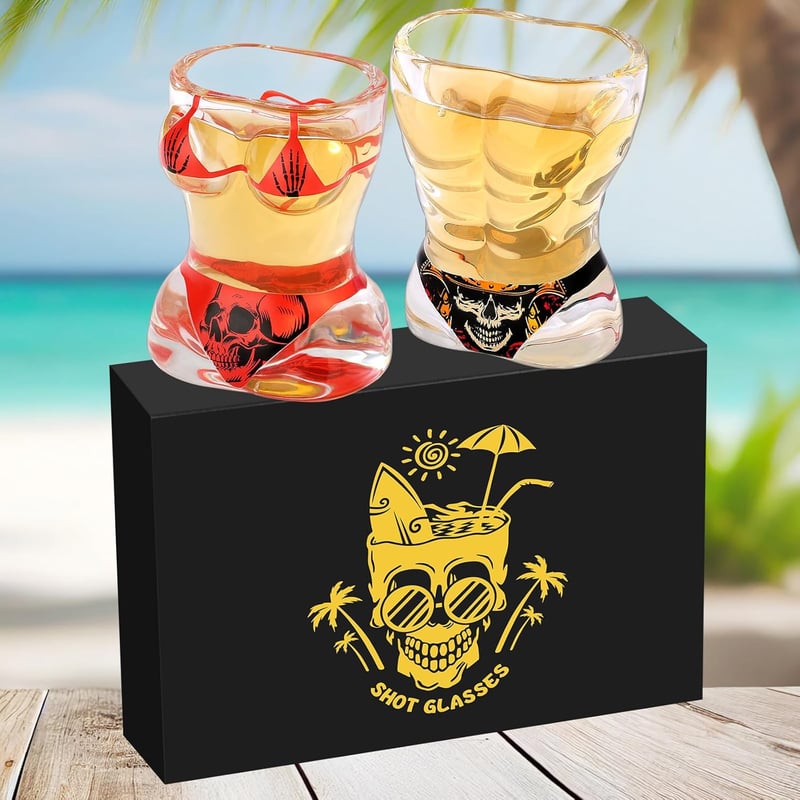 Skull Design Glas-Schnapsgläser im 2er Set, langlebig und wiederverwendbar