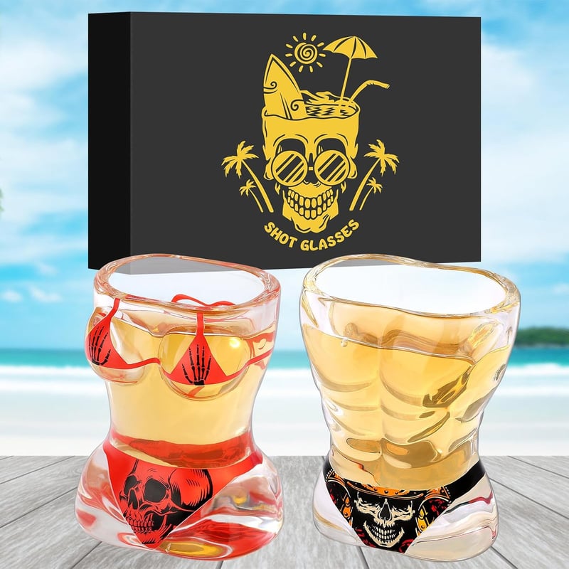 Skull Design Glas-Schnapsgläser im 2er Set, langlebig und wiederverwendbar