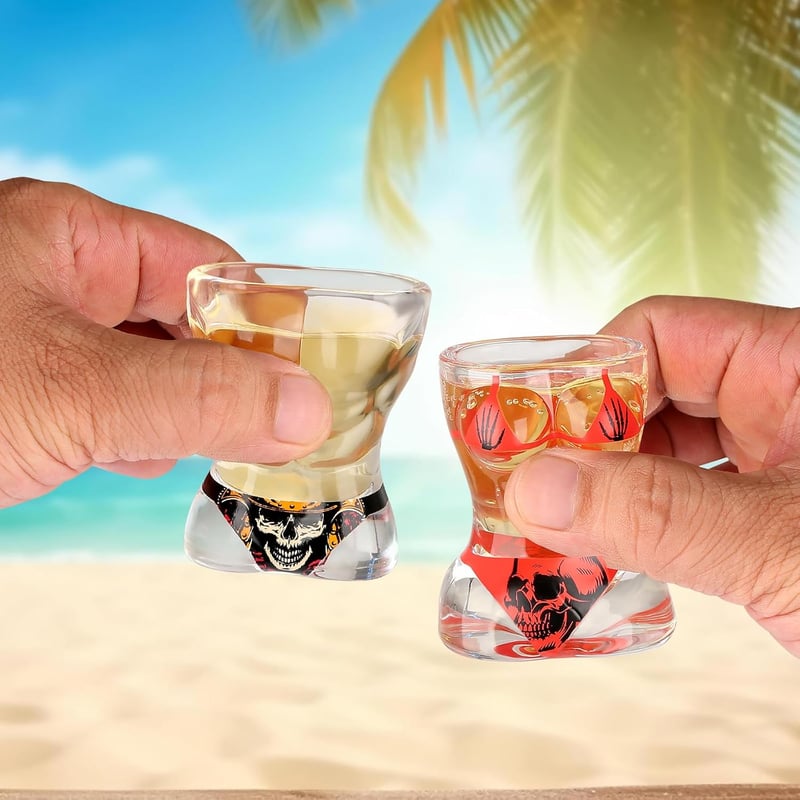 Skull Design Glas-Schnapsgläser im 2er Set, langlebig und wiederverwendbar
