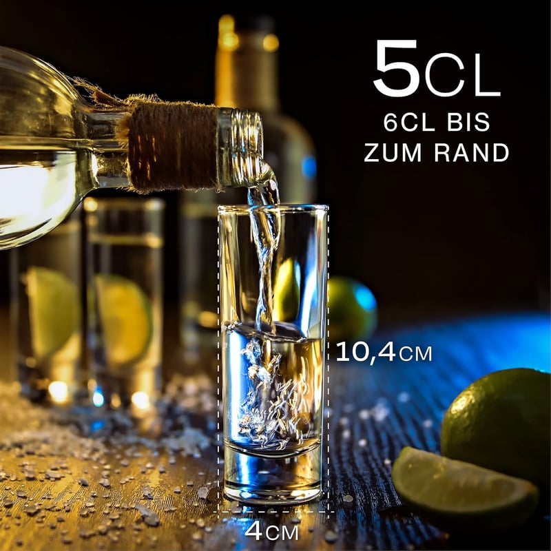 Hochwertige 5cl Schnapsgläser aus Glas - Spülmaschinenfest - 12er Set