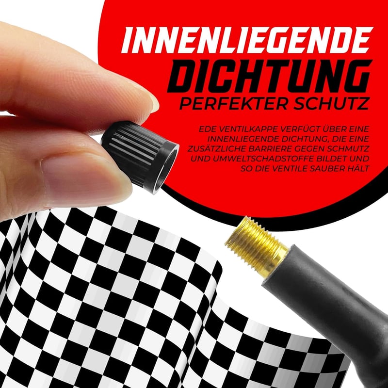 Pitlane Performance® Ventilkappen für alle Schrader-Ventile – 10 Stück (Schwarz)
