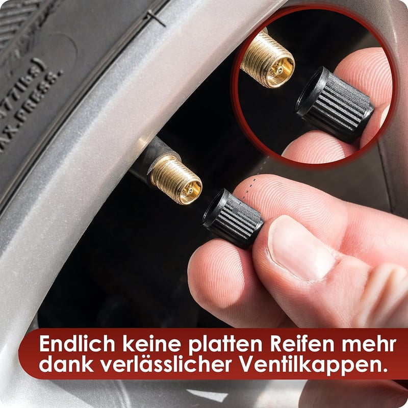 Passgenaue Ventilkappen für Auto und Fahrrad, 10 Stück mit Dichtung