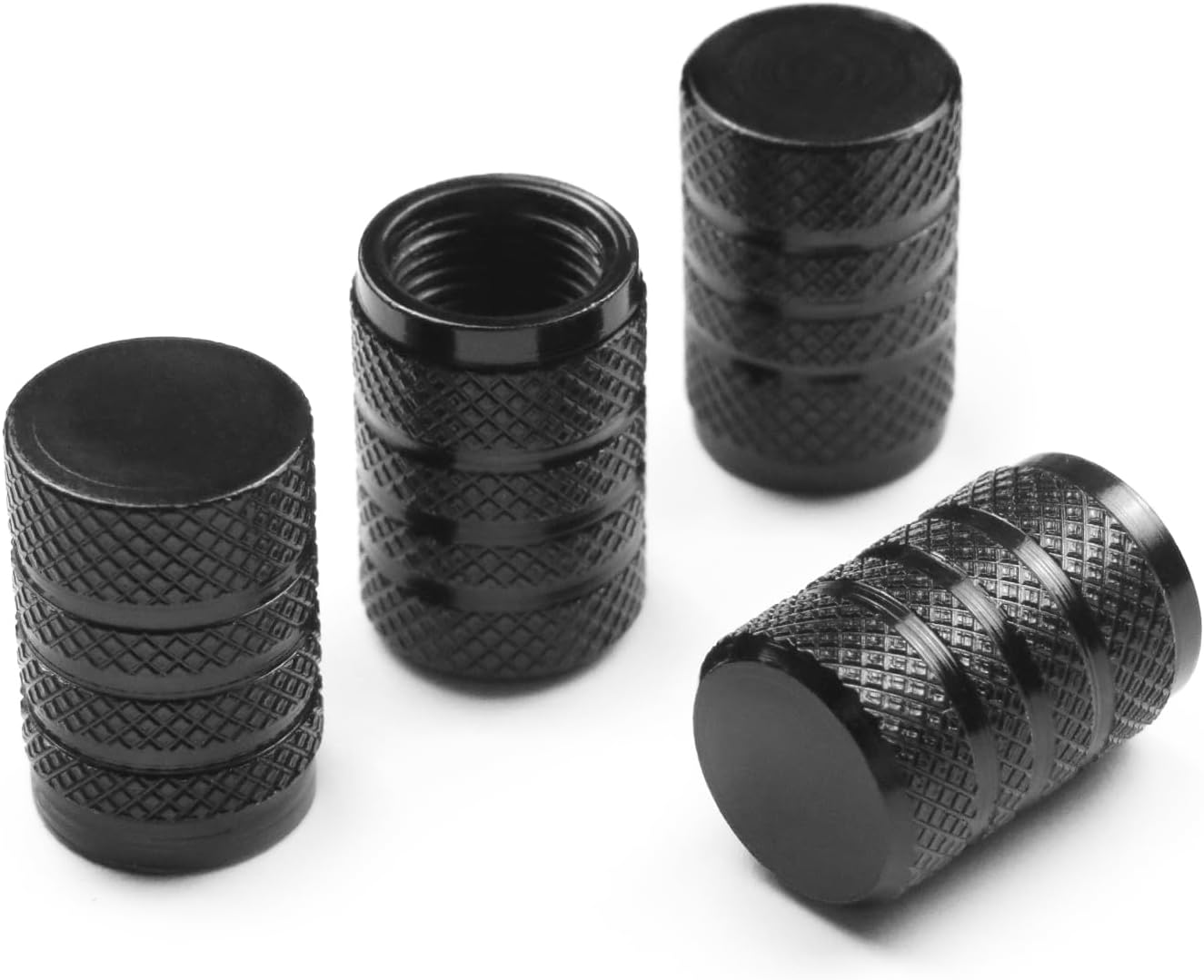 Pitlane Performance® 4er Set Aluminium Ventilkappen für Auto und Motorrad (Schwarz)