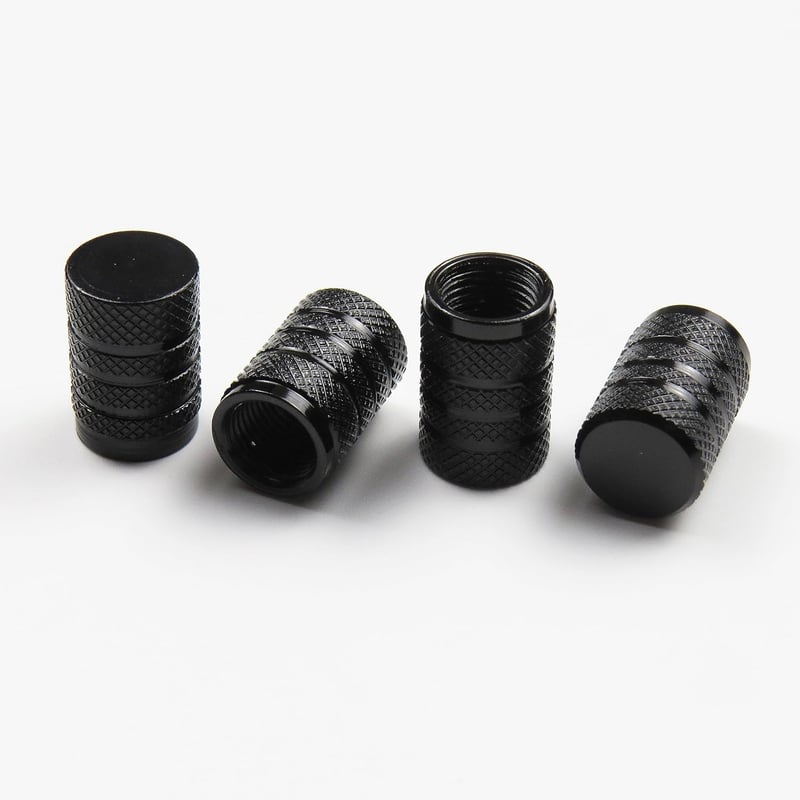 Pitlane Performance® 4er Set Aluminium Ventilkappen für Auto und Motorrad (Schwarz)