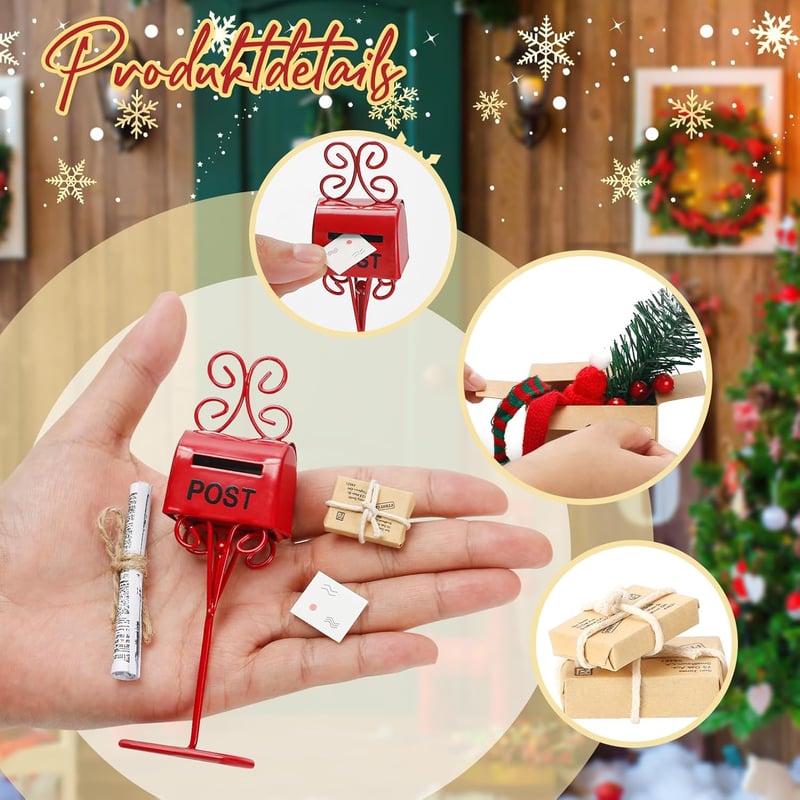 Miniatur Wichtel Zubehör Set: Umzugskartons, Postkarten & Briefkasten