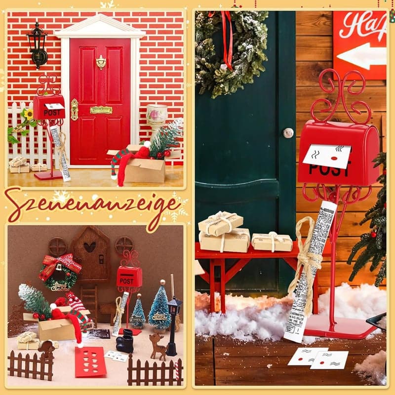 Miniatur Wichtel Zubehör Set: Umzugskartons, Postkarten & Briefkasten