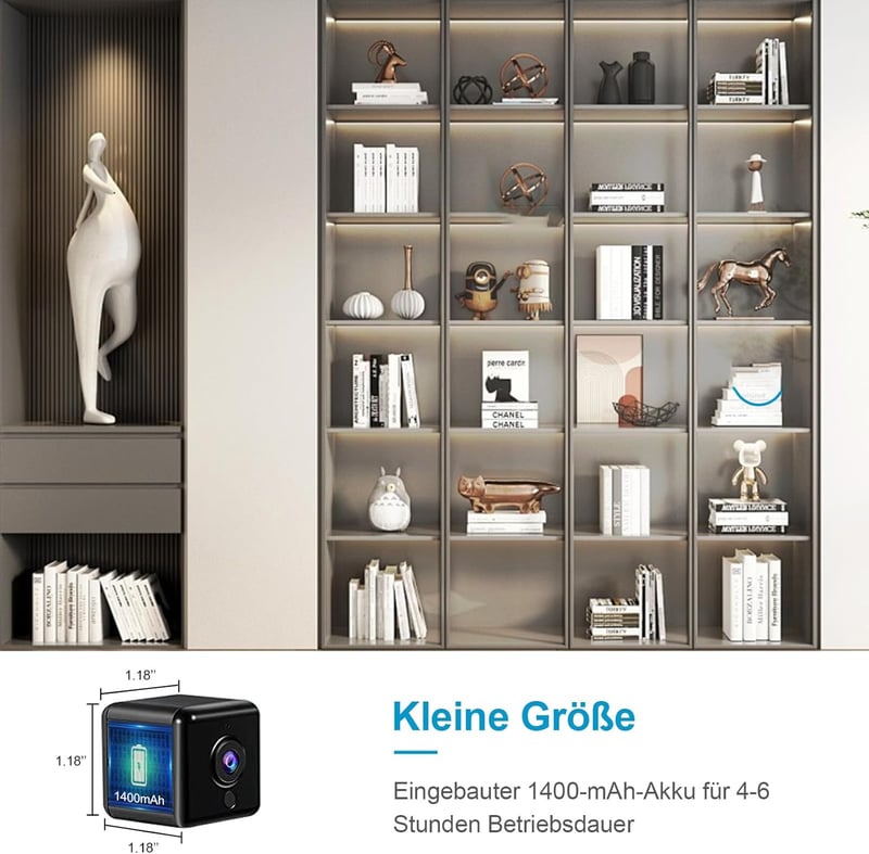 4K HD WLAN Überwachungskamera für innen mit Nachtsicht und APP