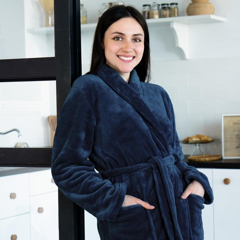 Kuschelfleece Bademantel für Damen und Herren, Öko-Tex Standard 100, S-XXXL