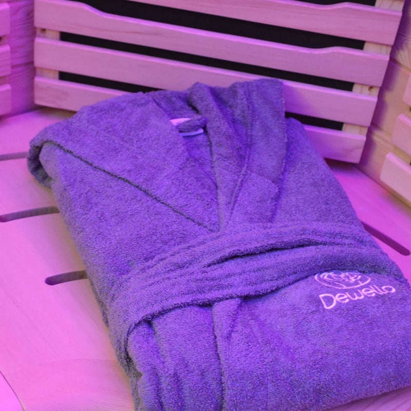 Unisex Kapuzenbademantel aus Baumwolle, Frottee, Grau