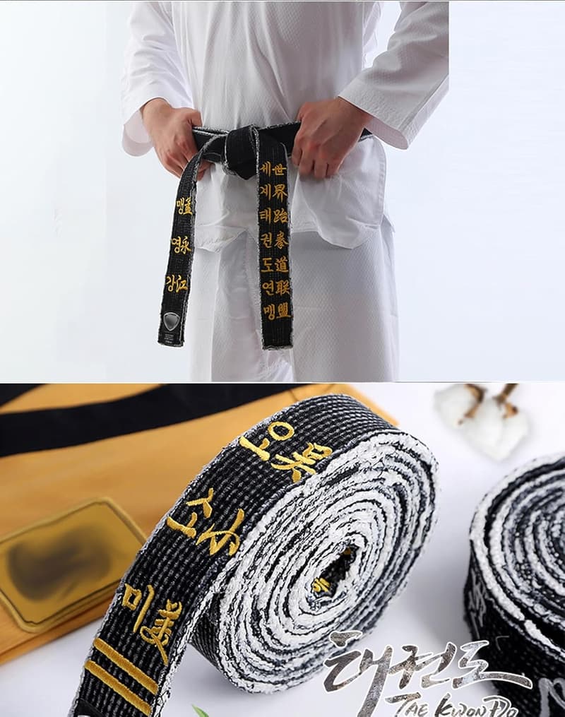 Maßgeschneiderter schwarzer Taekwondo Gürtel, 2 Zoll breit