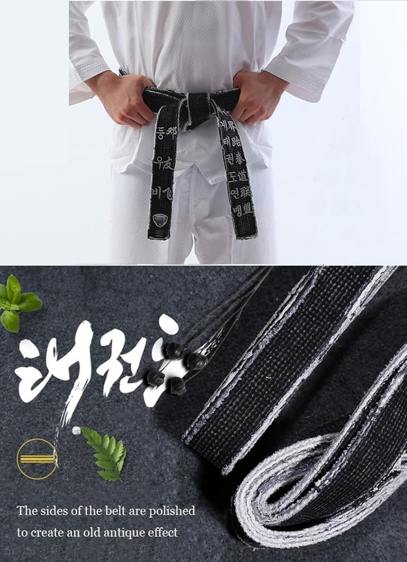 Maßgeschneiderter schwarzer Taekwondo Gürtel, 2 Zoll breit