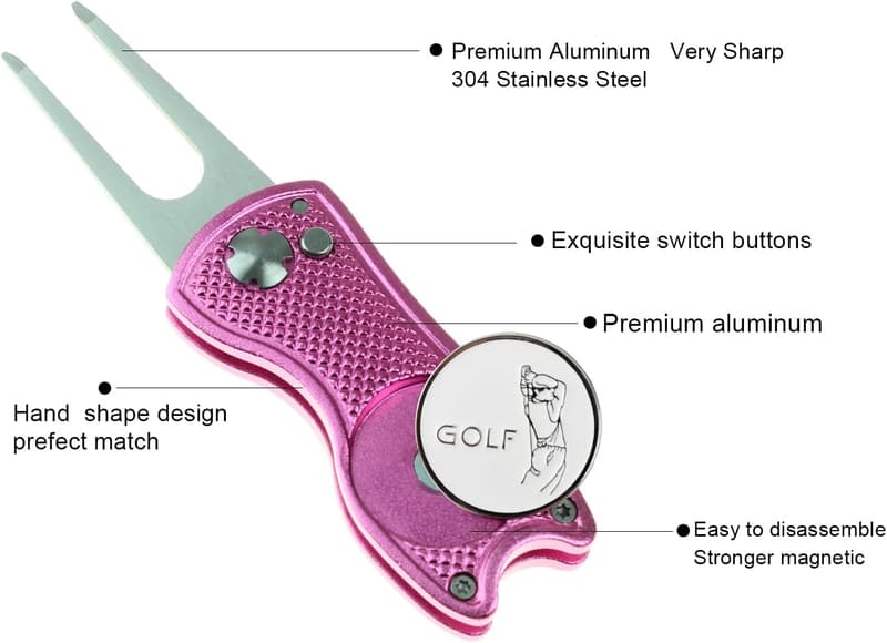 Crestgolf Klappbare Pitchgabel mit Magnetkugelmarkierung