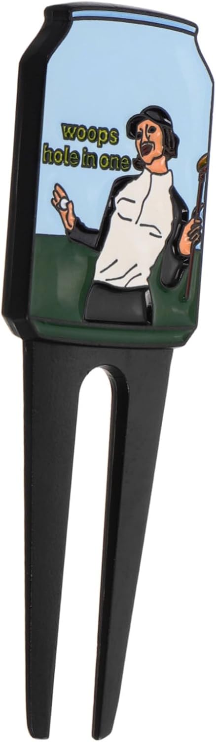 Golf Divot Werkzeug mit Ballmarker – Silberner Golf Green Fork für Männer