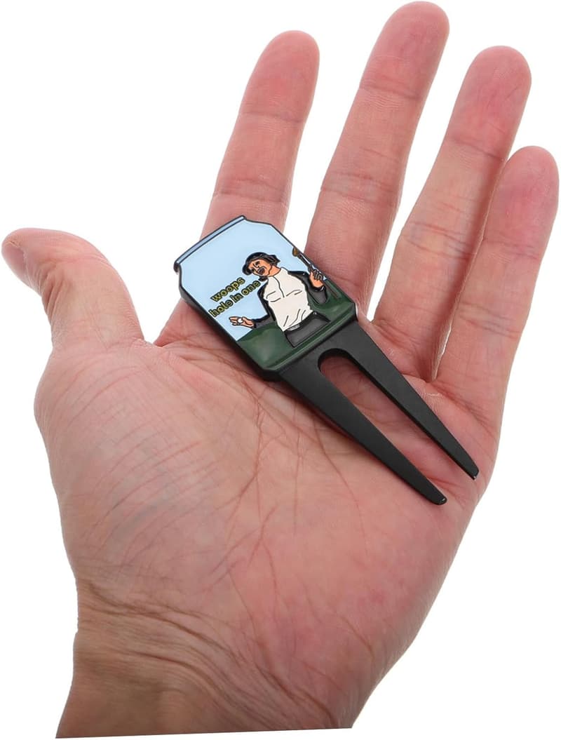 Golf Divot Werkzeug mit Ballmarker – Silberner Golf Green Fork für Männer