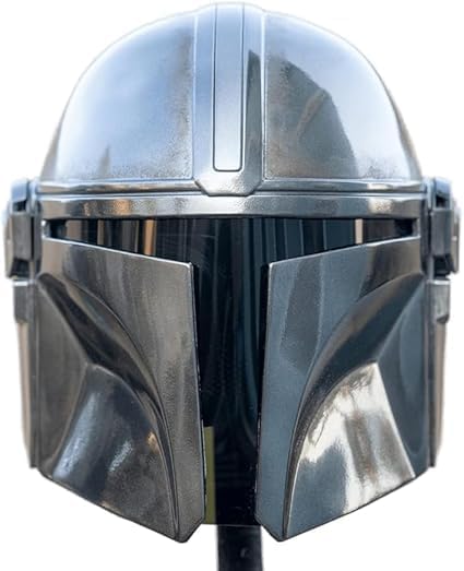 Mandalorian Boba Fett Cosplay Helm aus Stahl in Silber, Erwachsenengröße