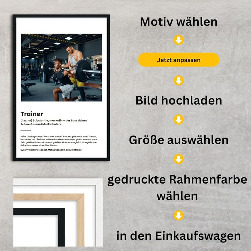 Personalisierte Wandbilder für Trainer | Modernes Design 20x30 cm bis 50x70 cm