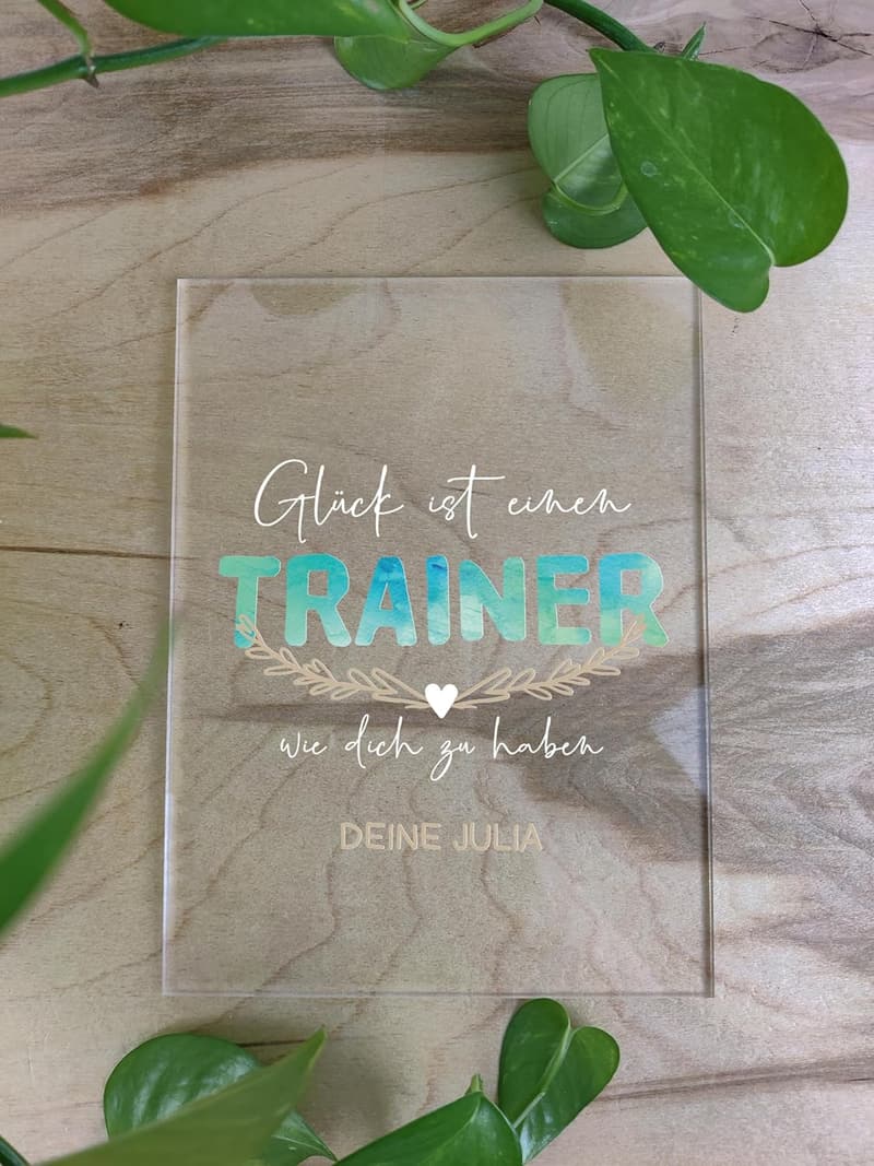 Personalisierte Acrylgeschenk für Trainer zum Geburtstag