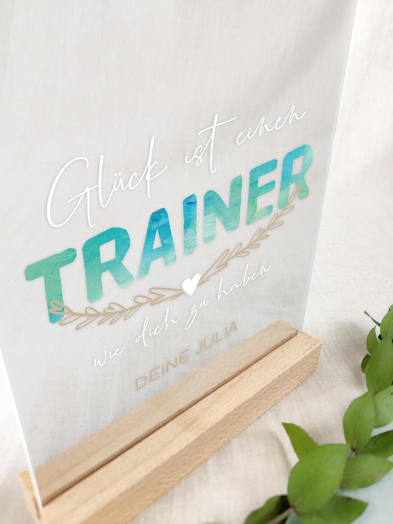 Personalisierte Acrylgeschenk für Trainer zum Geburtstag