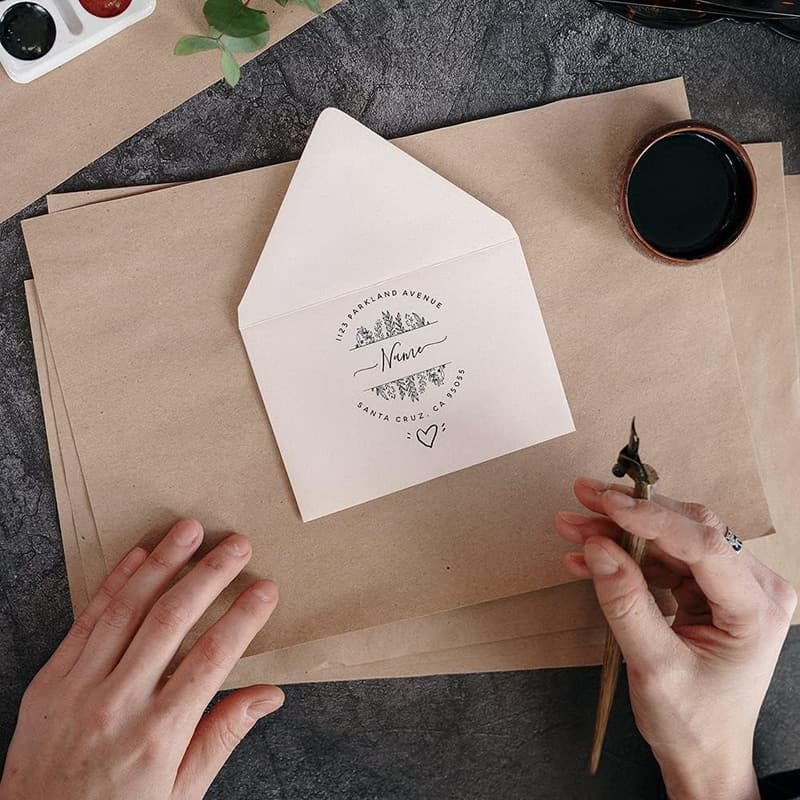 Handgefertigter personalisierter Lorbeerblatt-Stempel für Unternehmen