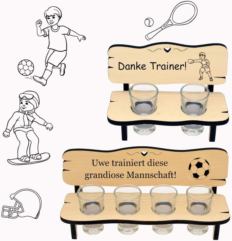 Trainerbank aus Holz mit Gravur - Geschenk für Fußballtrainer und Co-Trainer