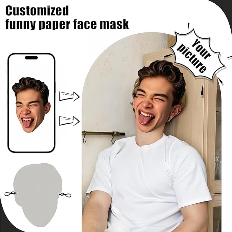 Personalisierte Kartonmaske mit Foto für Halloween und Graduierung