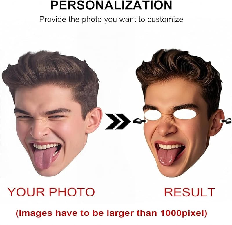 Personalisierte Kartonmaske mit Foto für Halloween und Graduierung