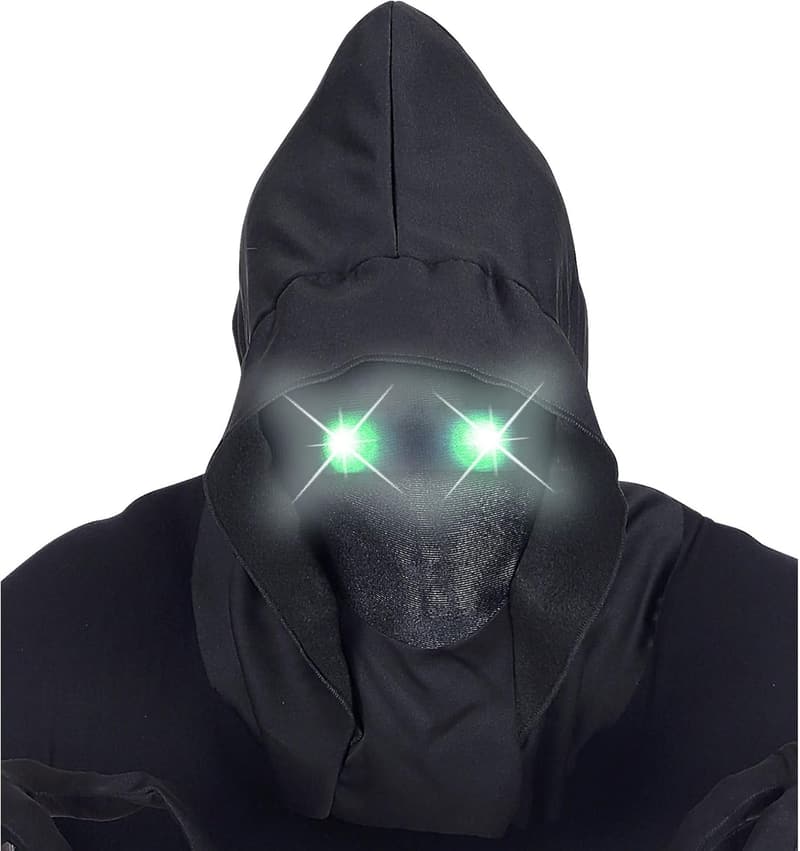 Halloween Maske mit Kapuze und leuchtenden Augen für Partys