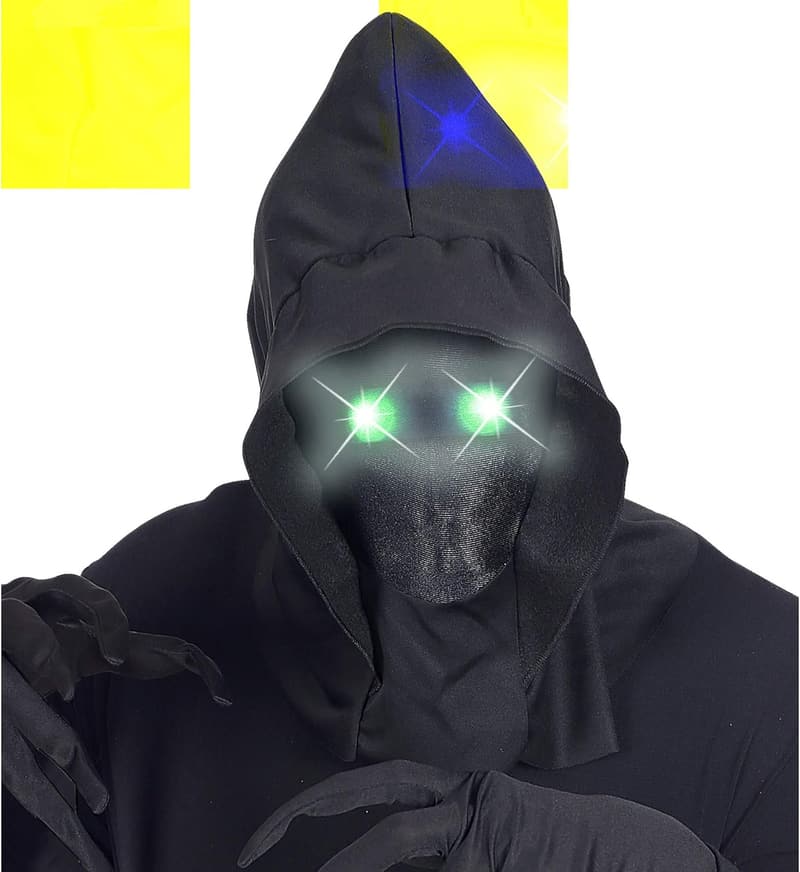 Halloween Maske mit Kapuze und leuchtenden Augen für Partys