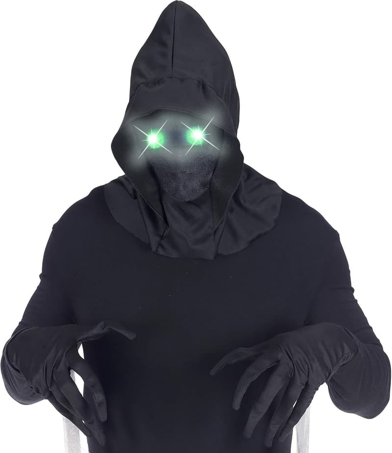 Halloween Maske mit Kapuze und leuchtenden Augen für Partys