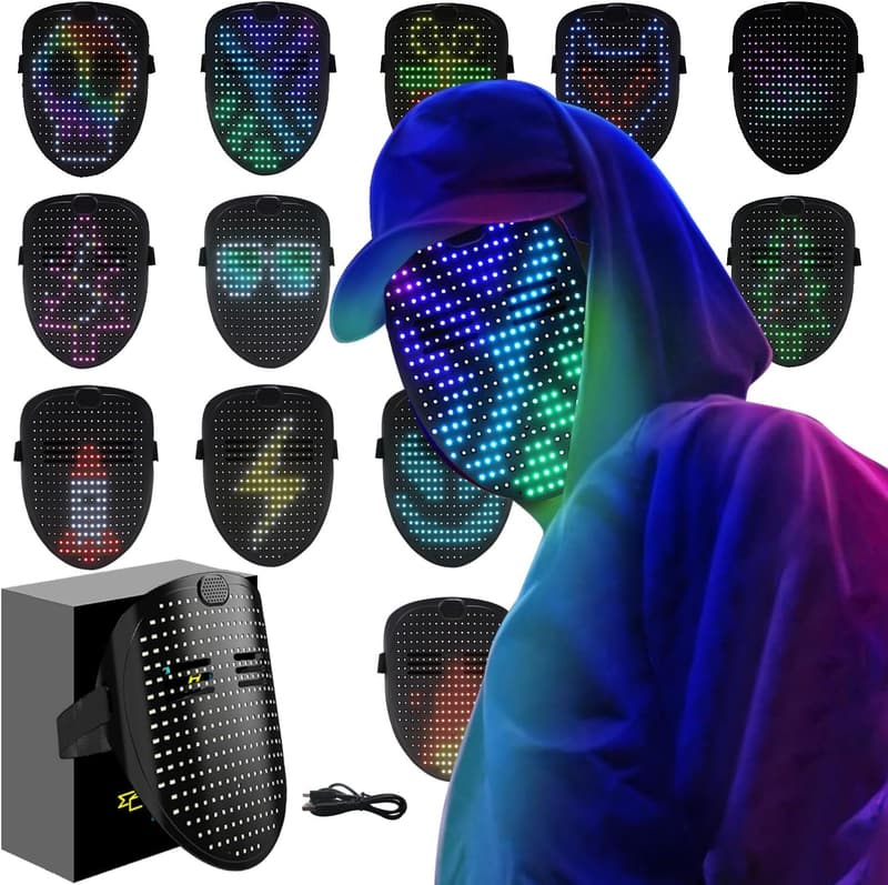 LED Maske mit Gestensteuerung für Halloween und Karneval