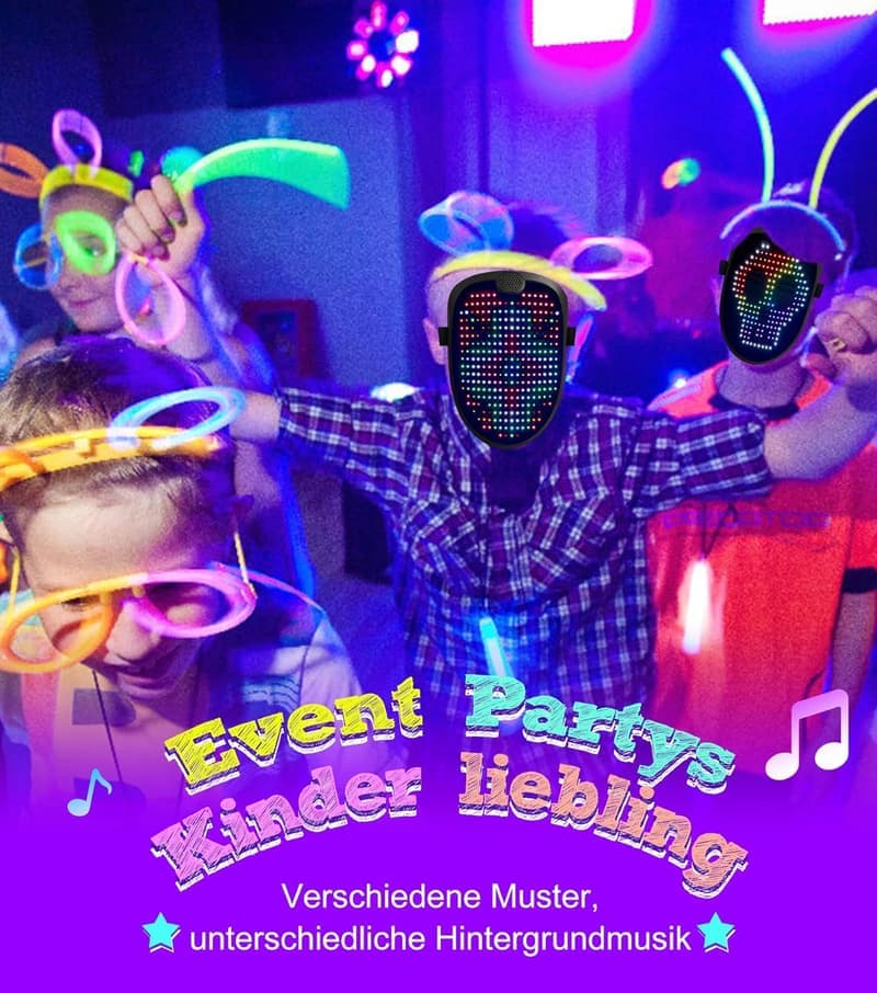 LED Maske mit Gestensteuerung für Halloween und Karneval