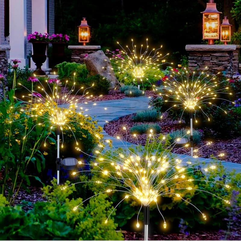 Solar-Gartenlichter mit 480 LEDs im 4er-Pack – wasserdichte Außenbeleuchtung