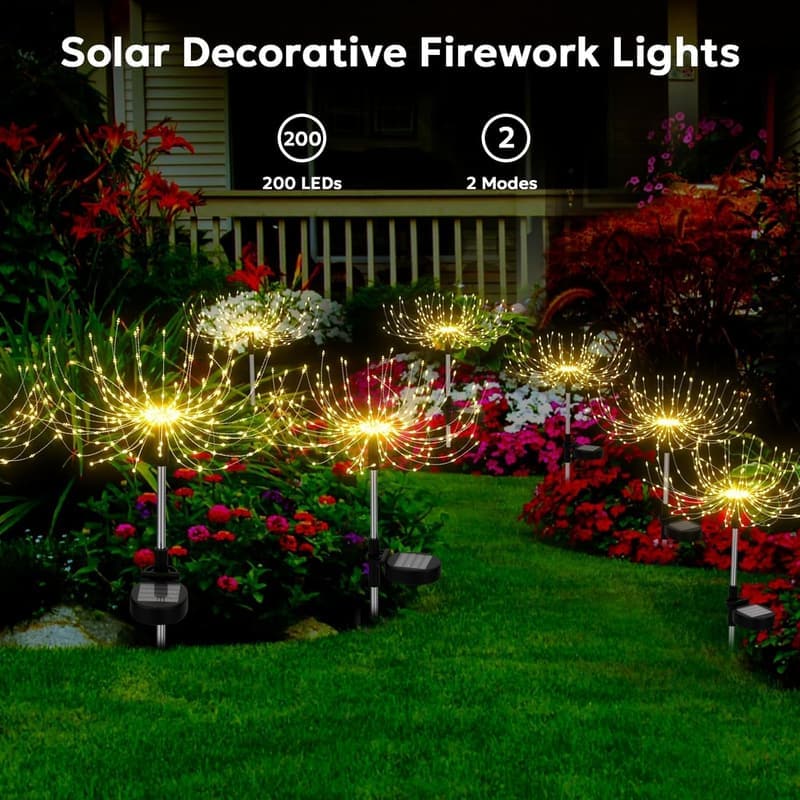 Solar-Gartenlichter mit 480 LEDs im 4er-Pack – wasserdichte Außenbeleuchtung