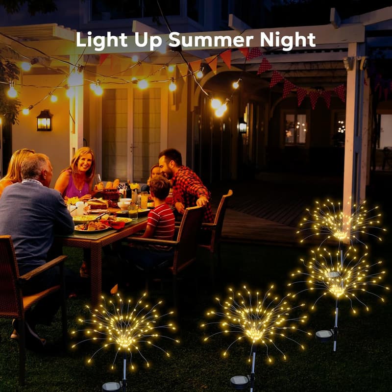 Solar-Gartenlichter mit 480 LEDs im 4er-Pack – wasserdichte Außenbeleuchtung