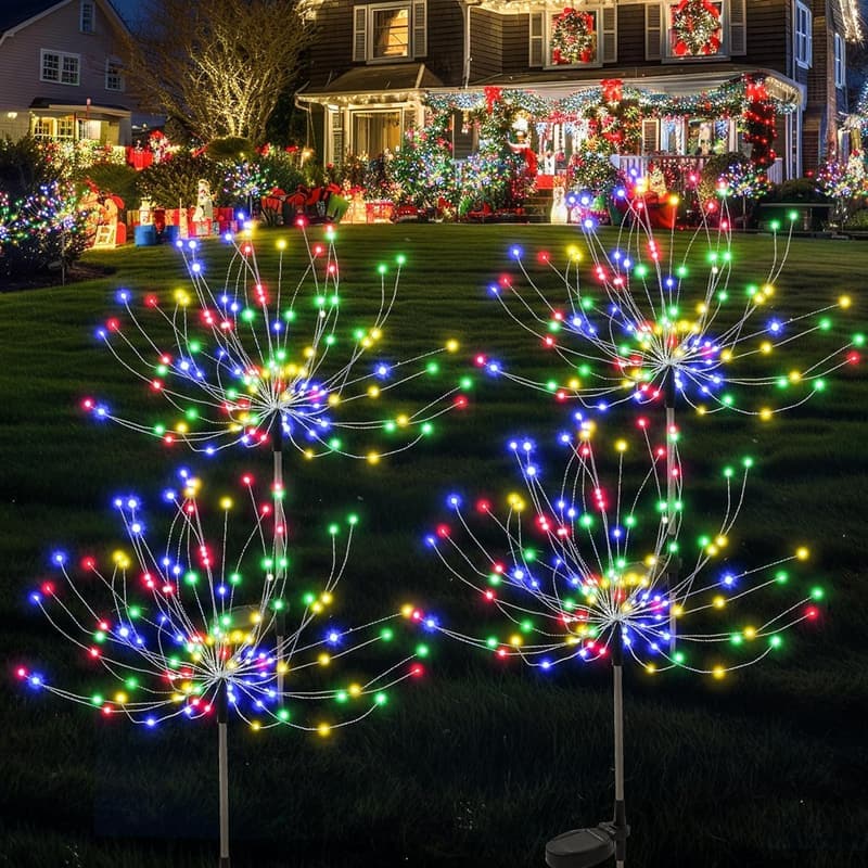 Solar-Feuerwerk-Lichter für Garten – 4er Set mit 120 LEDs, wasserdicht
