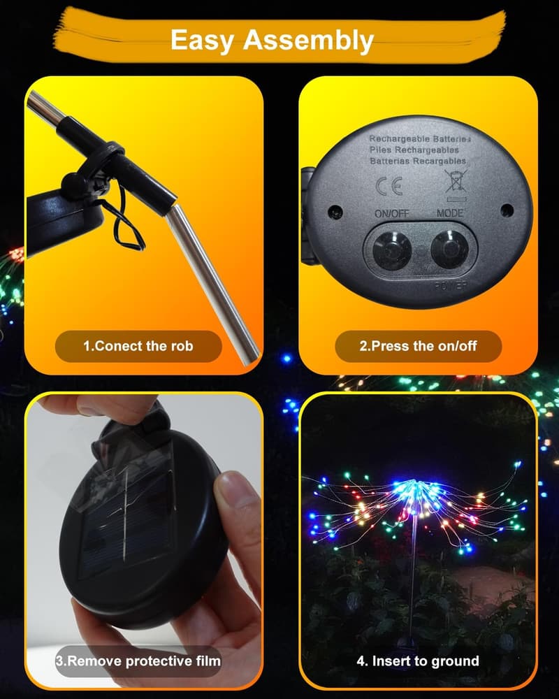 AGLINT Solar Feuerwerk Gartenlichter 150 LED, wetterfest, 2 Stück